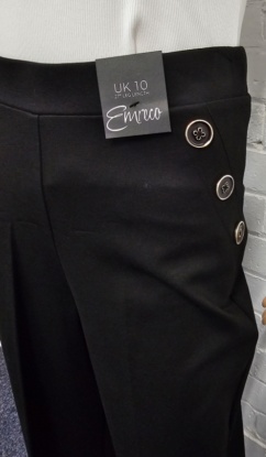 Emreco Gold Button Pull On 27'' Wide Leg Ponte Trousers